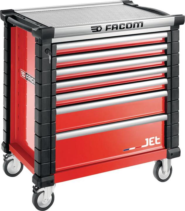 Image du produit Facom Servante d'atelier JET+ avec 7 tiroirs, 4 modules par tiroir, rouge (RAL 3020) (4 x)