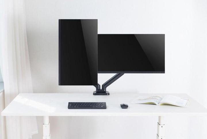 Immagine prodotto Techly Supporto da scrivania per 2 TV LCD LED 43-81cm 17-32inch morsetto a molla a gas nero (Tavolo, 32")