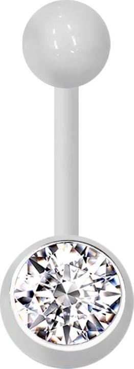 Produktbild Star Piercing Banane weiss mit Kugel und Kugel Kristall silber (Acryl, ohne Messing)