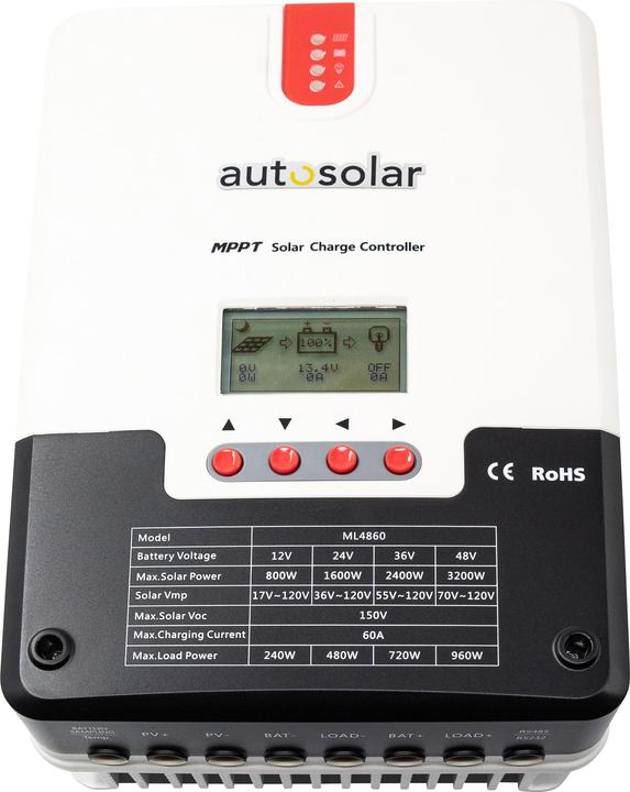 Autosolar Régulateur de charge 4860 MPPT 60 A, 150 V