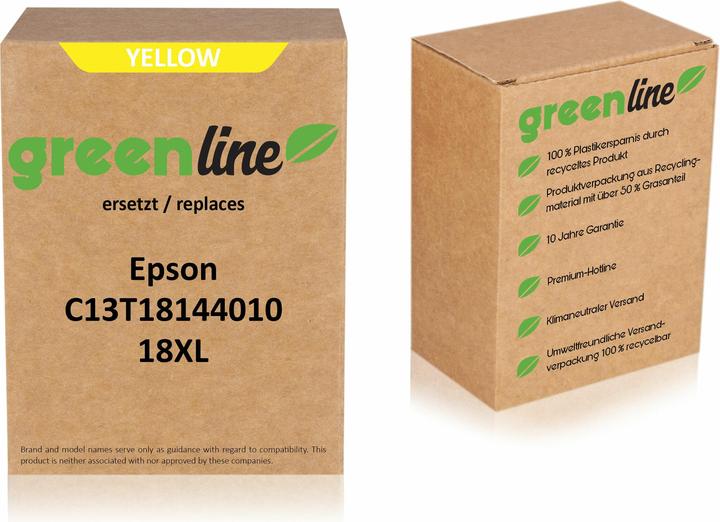 Produktbild Inkadoo Druckerpatronen greenline ersetzt Epson C 13 T 18144010 / 18XL Tintenpatrone, gelb Gelb (Y)