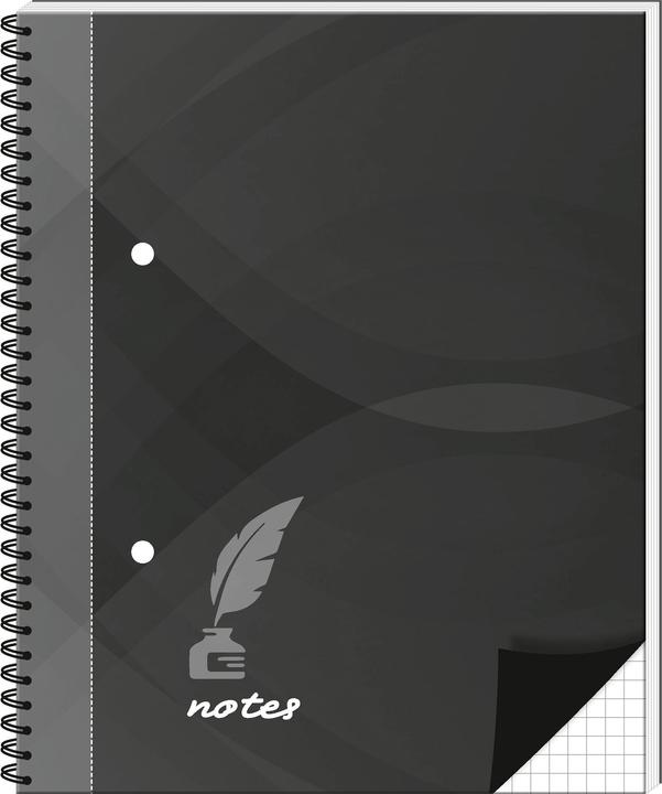 Rnk Spiral Notizbuch "notes carbon black", DIN A5, kariert, 96 Blatt (A5, Kariert, Harter Einband)