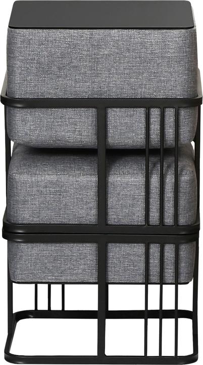 Produktbild En.Casa Multifunktionaler stapelbarer Sitzhocker Tas 2er Set quadratisch Dunkelgrau