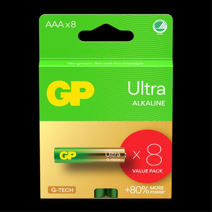 Actual product image GP Batteries GP Ultra Alkaline AAA Battery, 24AU/LR03, 8-pack (8 pcs., AAA)
