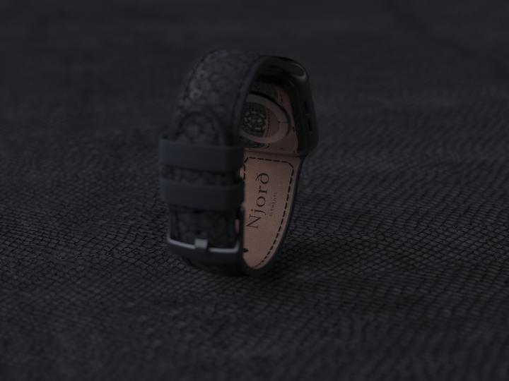 Actual product image Njord Vindur Watch Strap for Apple Watch 44/45mm (45 mm, Vegan Leather, Stainless steel fastener, Salmon leather)