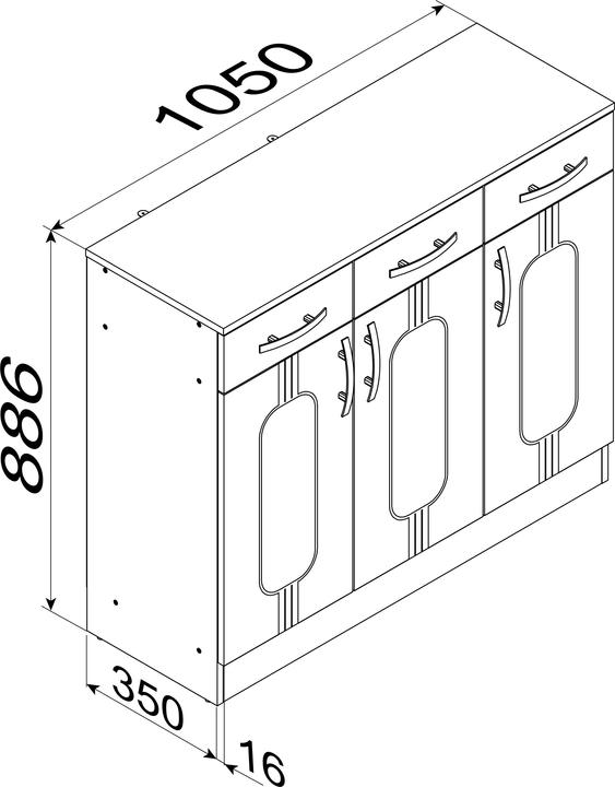 Immagine prodotto VCM Credenza in legno Credenza mobile Balia 3 cassetti con ante a battente (105 x 36 x 89 cm)