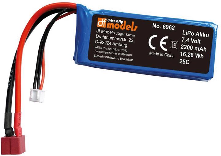 Actual product image DF-Models LiPo battery 7.4 Volt - 2200mAh - 16 28 Wh (7.40 V, 2200 mAh)