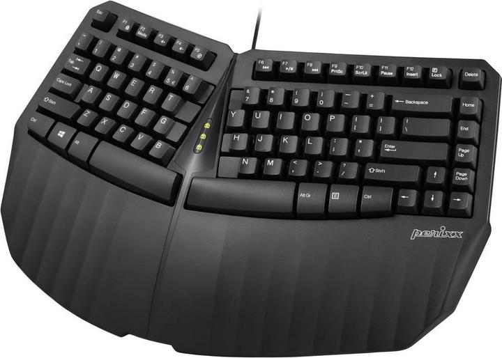 Actual product image Perixx PERIBOARD 413 DE B, ergonomic mini keyboard, black (DE, Cable)