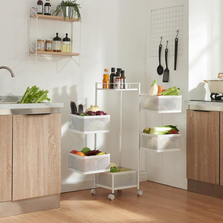 Produktbild En.Casa Rollwagen Sunndal mit 5 Ebenen 94,5x27x27cm Weiss