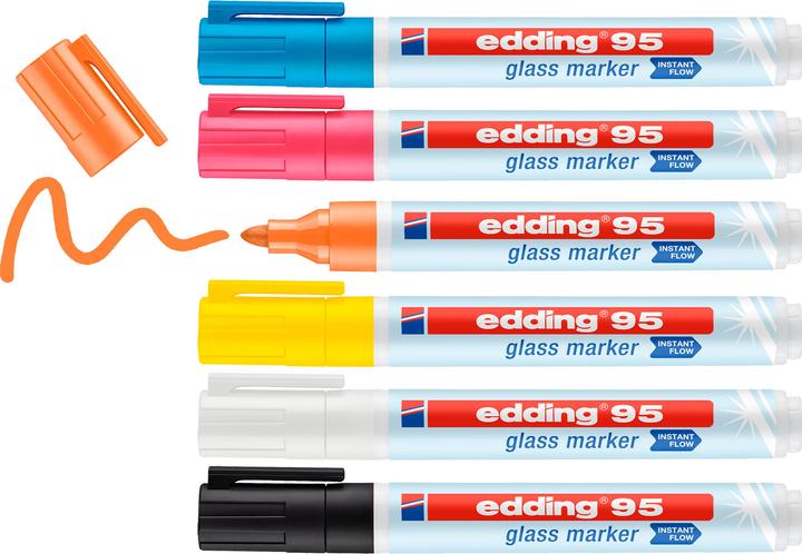 Actual product image Edding Glassboard marker set (Orange, Pink, Black, Light blue, 3 mm, 4 x)