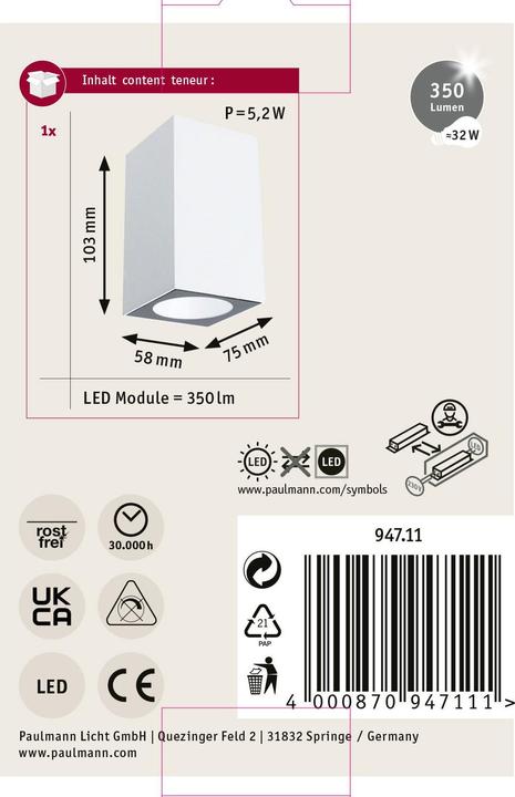 Actual product image Paulmann Outdoor 230V Wall Light Insect Friendly Flame (350 lm, IP44)