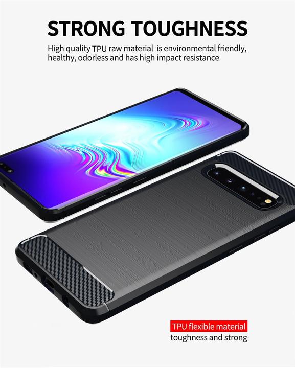 Image du produit Cadorabo TPU Ultra Slim carbon edelstahl Combi Cover (Samsung Galaxy S10 5G)