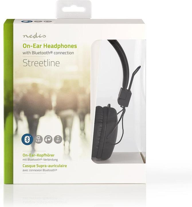 Immagine prodotto Nedis Microfono integrato Bluetooth On-Ear pieghevole nero, HPBT1100BK, taglia unica (15 h, Senza fili)