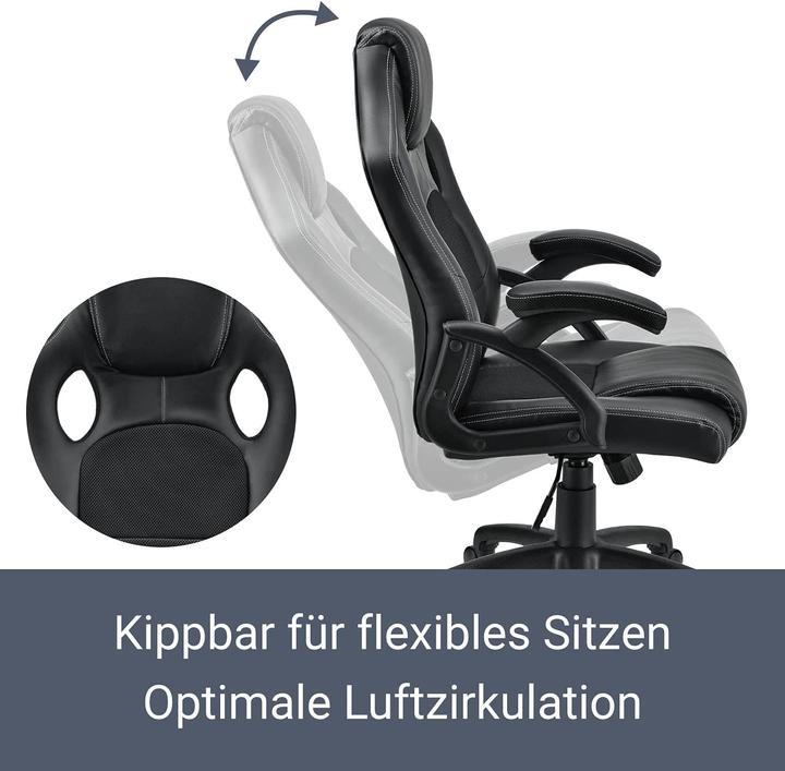 Actual product image Juskys Montreal Racing Desk Chair in Black