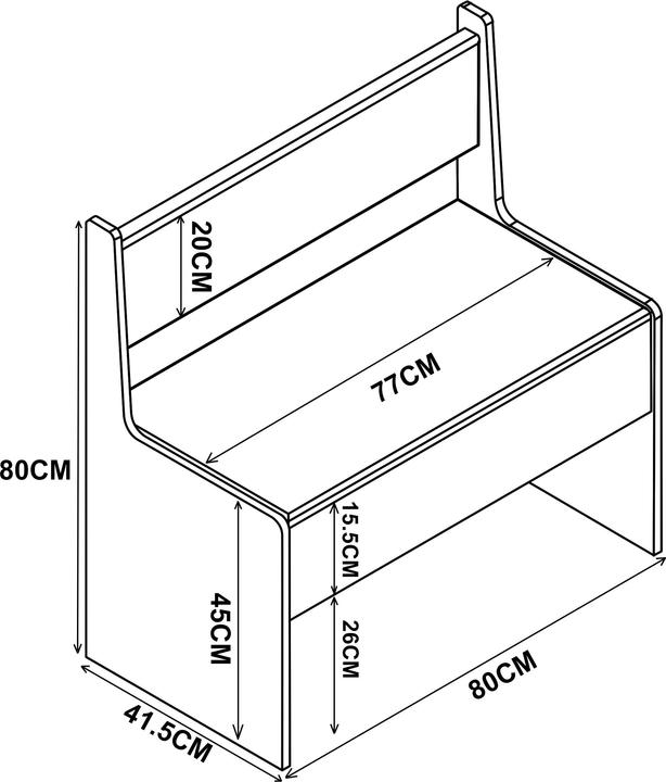 Immagine prodotto VCM Panca angolare in legno Panca Esal 80 x 80 x 42 cm (80 cm)