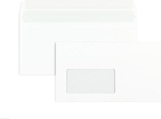 Actual product image Blanke Envelopes DIN long 80g/sqm adhesive window PU=1000 pieces white (110 x 220 mm, 1000 x)