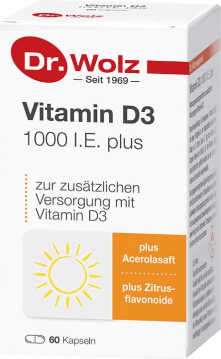 Produktbild Dr. Wolz Vitamin D3 1000 I.E. plus Kapsel (60 Stück, Kapseln, 105 g)