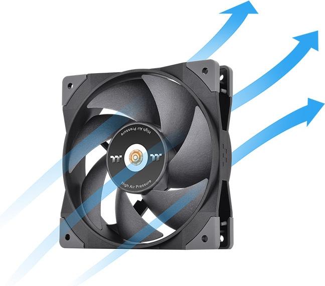 Actual product image Thermaltake 120mm GT12 PC Cooling Fan TT Premium Edition Black - 1 Pack (120 mm, 1 x)