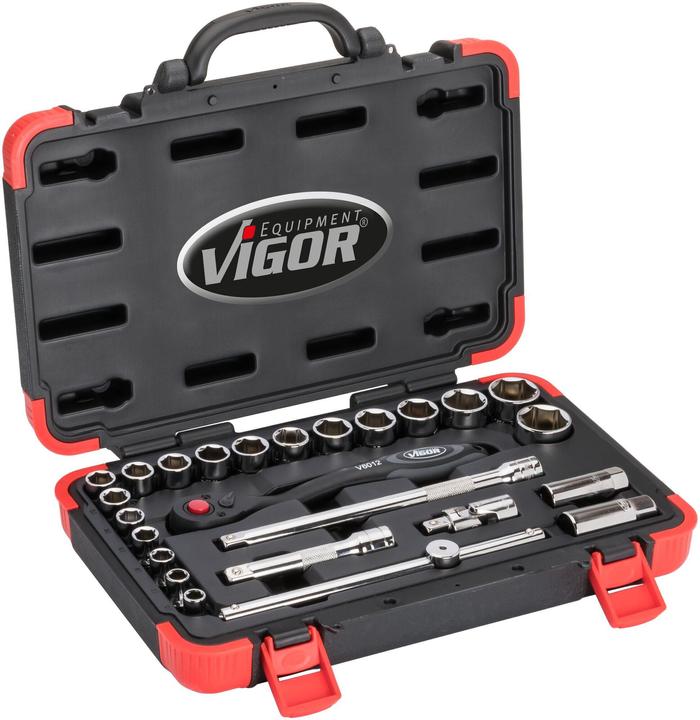 Vigor 1/2 Zoll Steckschlüsel-Satz V2460N 25-tlg. (25 mm, 16 mm, 20 mm, 23 mm, 11 mm, 10  mm, 13 mm, 15 mm, 21 mm, 22 mm, 14 mm, 18 mm, 19 mm, 24 mm, 31 mm, 12 mm, 30 mm, 26 mm, 27 mm, 32 mm, 17 mm, 28 mm, 29 mm)