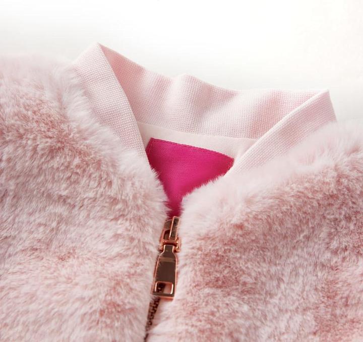 Produktbild VidaXL Kinderjacke Kunstpelz Zartrosa 128,Material: Kunstpelz (100 (128)