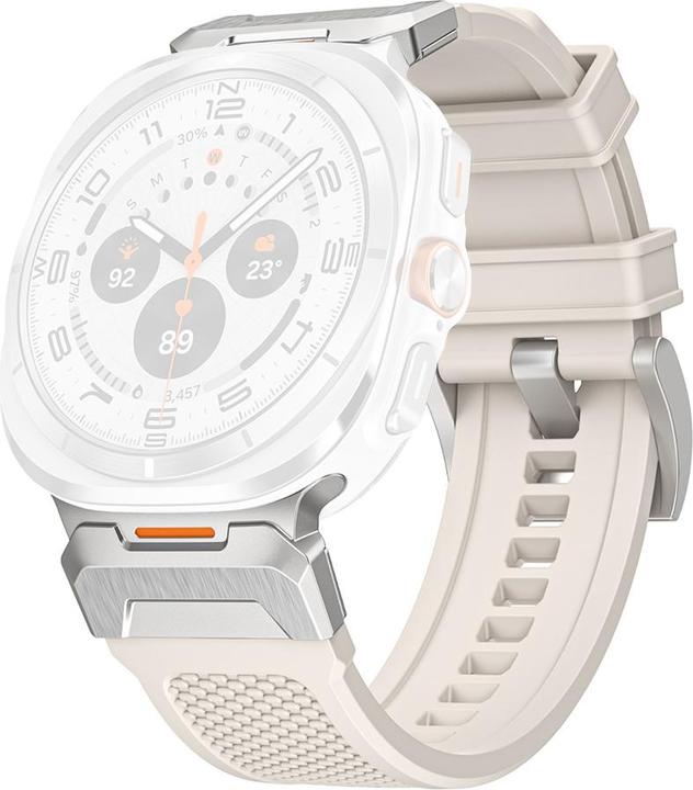 Techsuit - Watchband (W068) - Samsung Galaxy Watch Ultra 47mm - White / Silver (Edelstahl, Polycarbonat, Silicon)