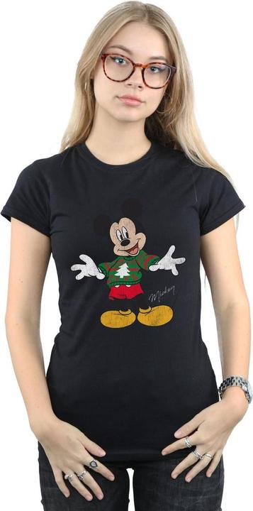 Actual product image Disney Womens/Ladies Mickey Mouse Christmas Jumper Cotton T-Shirt (L)