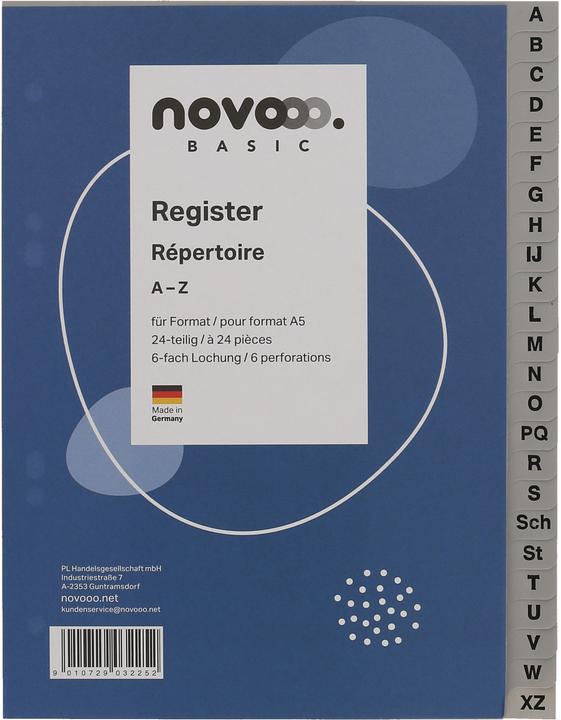 Produktbild Novooo Register PP grau A5