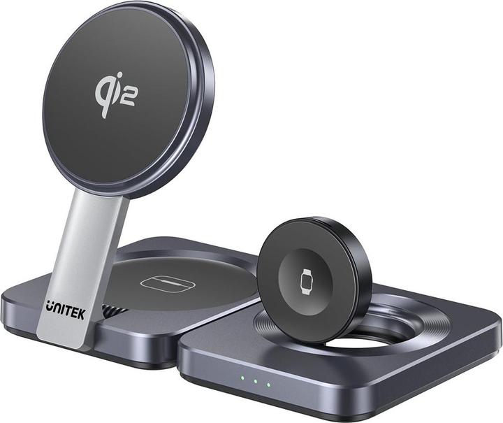 Actual product image Unitek Stacja ładująca Składana 3w1 Qi2 15w Szara (15 W)