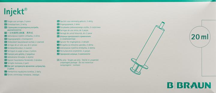 Actual product image Braun Medical Inject Syringe 20 ml Luer-Lock, 100 pieces