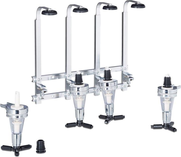 Produktbild Relaxdays 4er Set Flaschenhalter und Dosierer zur Wandmontage (Barlöffel + Cocktailrührer)