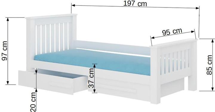 Actual product image ADRK Furniture Bed with mattress CARMEL 180x80 (180 x 80 cm)