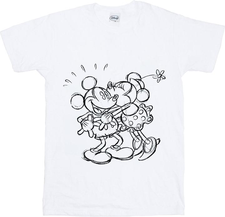 Actual product image Disney Girls Mickey And Minnie Mouse Kiss Sketch Cotton T-Shirt (152, 158)