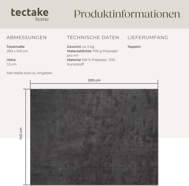 Immagine prodotto tectake Tappeto a pelo corto Soft Zone (140 x 200 cm)