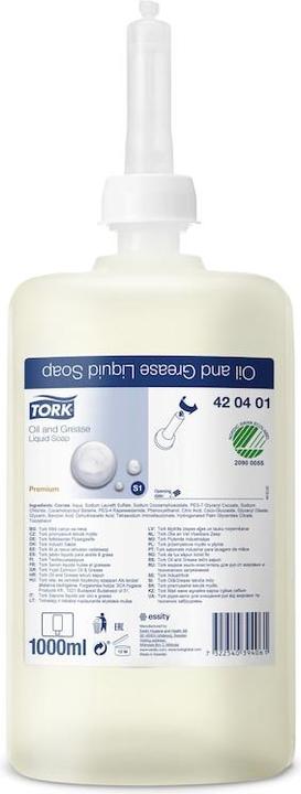 Image du produit Tork Savon liquide dégraissant - 420401 - Savon liquide pour les distributeurs S1/S11, élimine les (Savon liquide, 1000 ml)