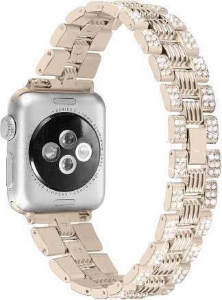 Produktbild Cover-Discount Apple Watch 42/44/45mm - Edelstahl mit Strass Armband gold (44 mm, 45 mm, 42 mm, Edelstahl)