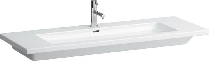 Actual product image Laufen Living Square washbasin, undermount, 3 tap holes, 1300x480, white, H8164360001 (480 mm, 1300 mm)