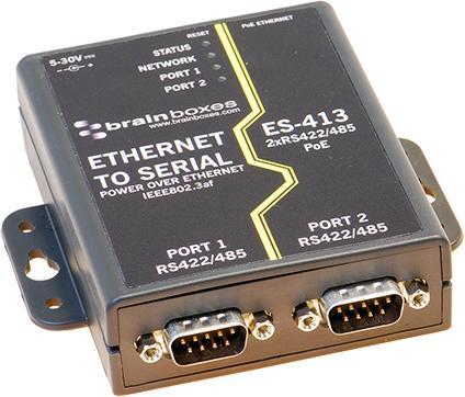 Immagine prodotto Brainboxes Server di dispositivi seriali PoE con adattatori rimovibili, 100Mbps, porte seriali - 2, RS422 /