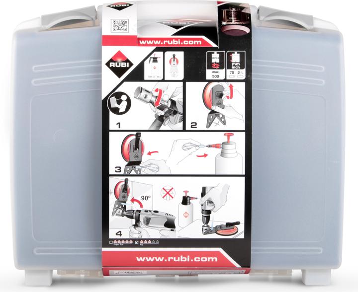 Immagine prodotto Rubi KIT DI FORATURA AD UMIDO SARA 20 28 35 43 50 65 75 + GUIDA MULTIDRILL + IDRAULICA (20 mm)