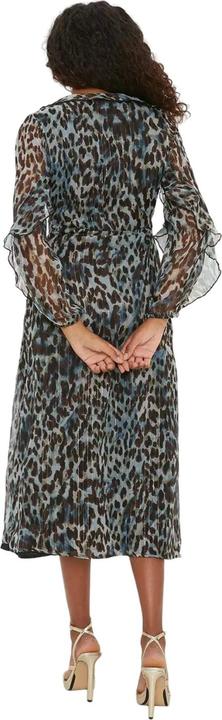 Actual product image Dorothy Perkins Womens/Ladies Animal Print Chiffon Ruffle Neck Midi Dress (36 D)