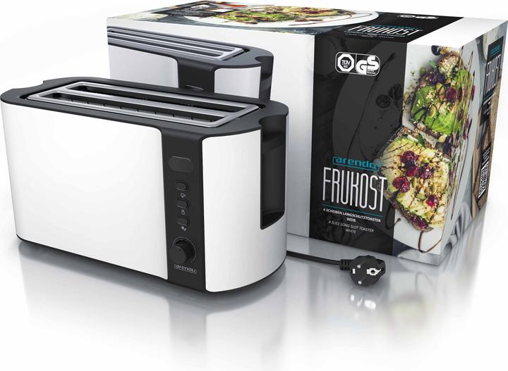 Produktbild Arendo Toaster Edelstahl 4 Scheiben Langschlitz, Brötchenaufsatz, Display mit Restzeitanzeige, Doppelwand