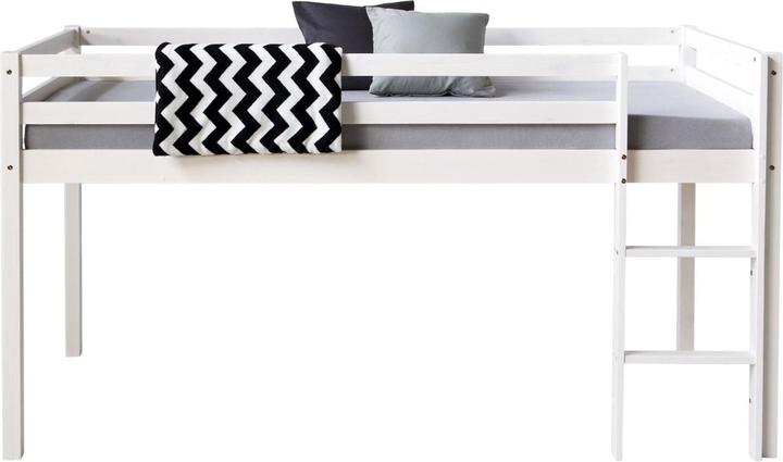 Actual product image Floki24 Loft bed play bed children's bed with slatted frame ladder solid wood, white - 90x200 cm (90 x 200 cm)