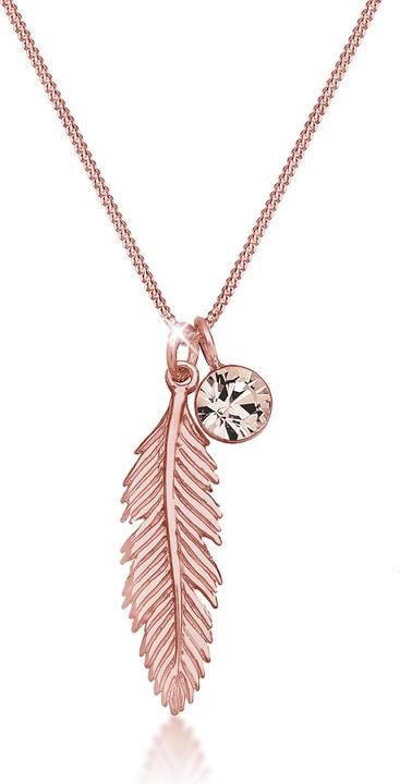 Elli Boho, Feder, Solitär-Kette (Glaskristall, 925er Sterling Silber, 45 cm)