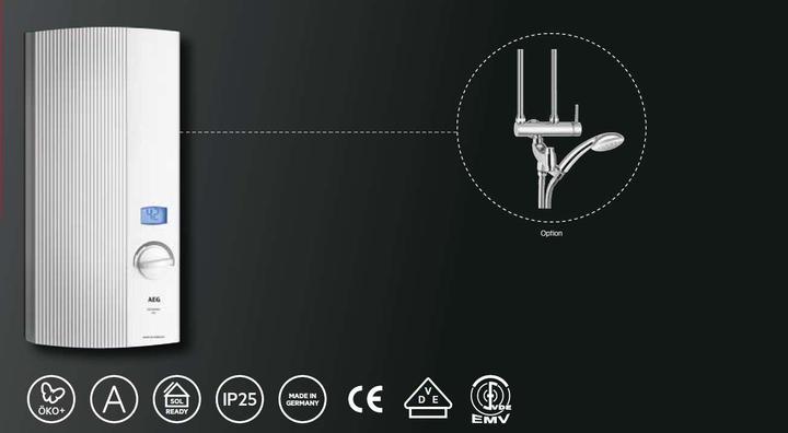 Actual product image AEG Haustechnik DDLE LCD 27 kW Electronic instantaneous water heater, temperature selection accurate to the degree
