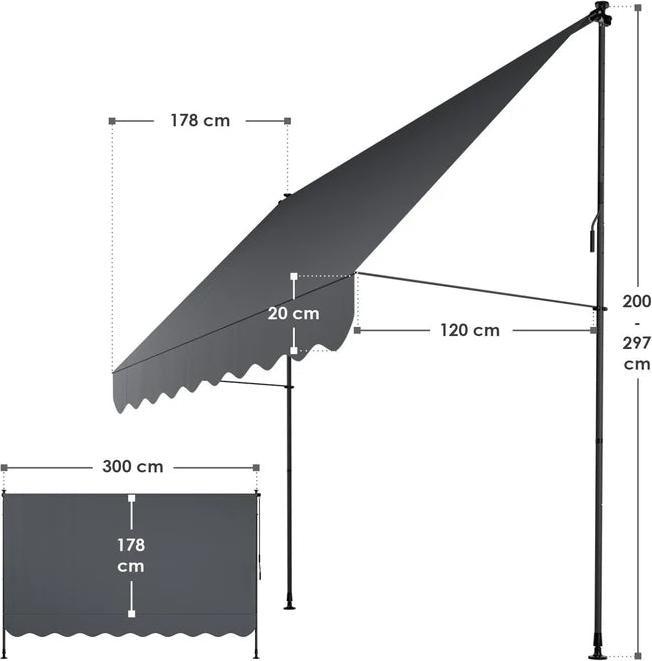 Image du produit Juskys Klemmmarkise Kapstadt (3 m)