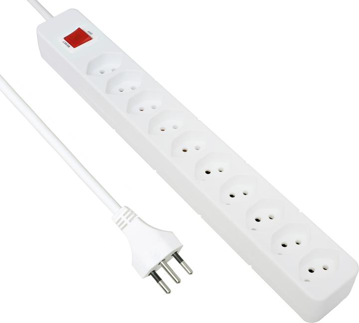 Immagine prodotto Schönenberger Strip presa STANDARD-LINE 10xT.13, con interruttore, cavo 3m, bianco (10 x, Tipo 13, 3 m)