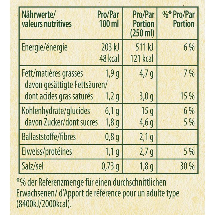 Valori nutrizionali e ingredienti Knorr 100% zuppa di patate naturale, zuppa in busta con patate, porri e cipolle, pasto pronto