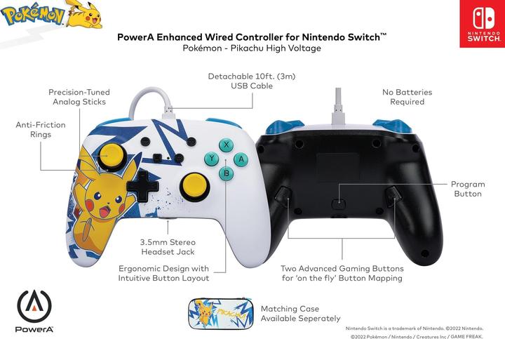 Produktbild PowerA Verbesserter kabelgebundener Controller für Nintendo Switch - Pikachu High Voltage (Switch)
