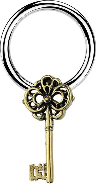 Produktbild Star Piercing Micro Closure Ring silber Schlüssel vergoldet (Messing, Chirurgenstahl 316L)