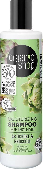 Organic Shop Feuchtigkeitsspendendes Shampoo für trockenes Haar Artischocke und Brokkoli 280ml (280 ml, Flüssiges Shampoo)