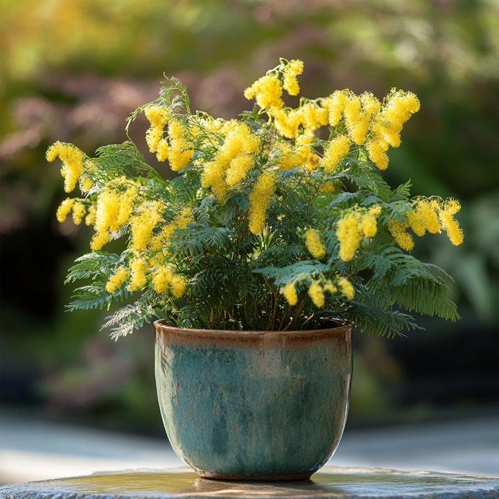 Actual product image Plant in a Box Acacia dealbata Mimosa - Mimosa plants set of 3 (40 cm)